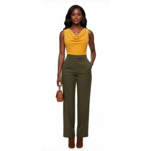 Worthington Women's Size Small Mustard Yellow Swoop Neck Sleeveless Blouse